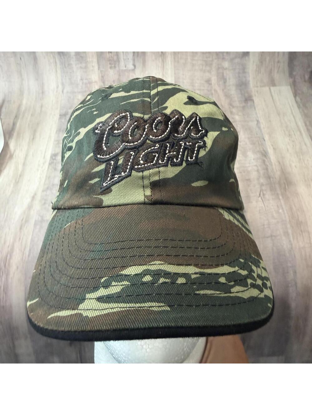 Coors Light Authentic Merchandise Camo Hat Adjustable Hook & Loop Cap Back Nine